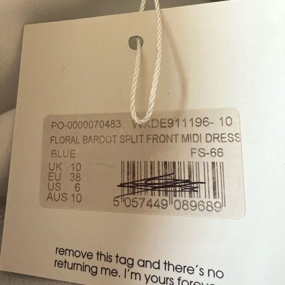 MISSGUIDED Floral Bardot Split Front MIDI Dress - Picture 8 of 8